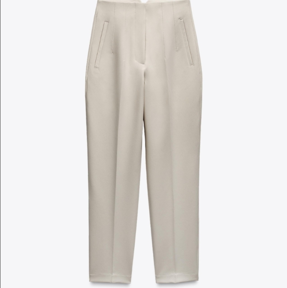 Zara High Rise Cream Trouser